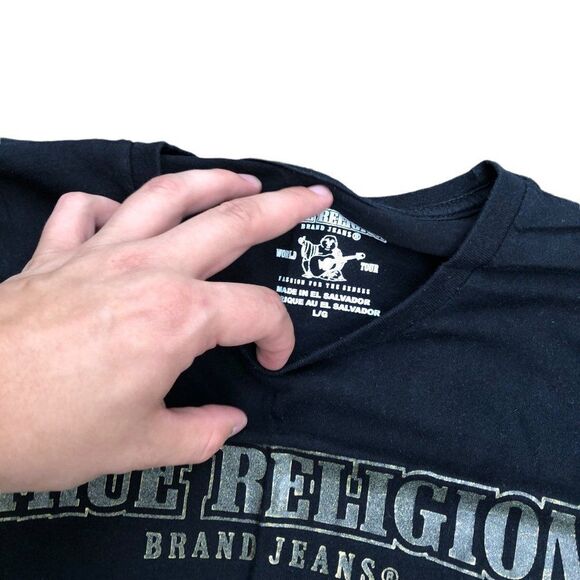 TRUE Religion T Shirt New Craft Short Sleeve Large Black - Picture 7 of 7